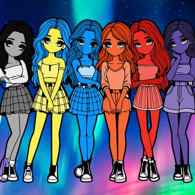 a group of girls realistic