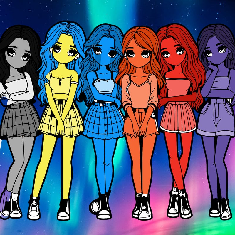 a group of girls realistic