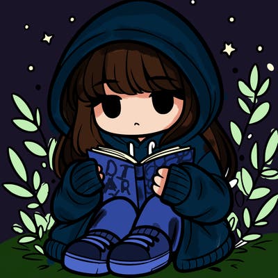 girl in oversized hoodie reading a book