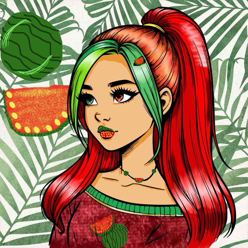 realistic girl with a high ponytail