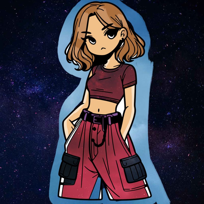 girl with crop top and baggy pants