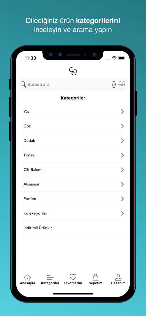 Golden Rose - Captura de pantalla del menú de categorías de la aplicación Golden Rose que muestra varias secciones de maquillaje y cuidado de la piel.