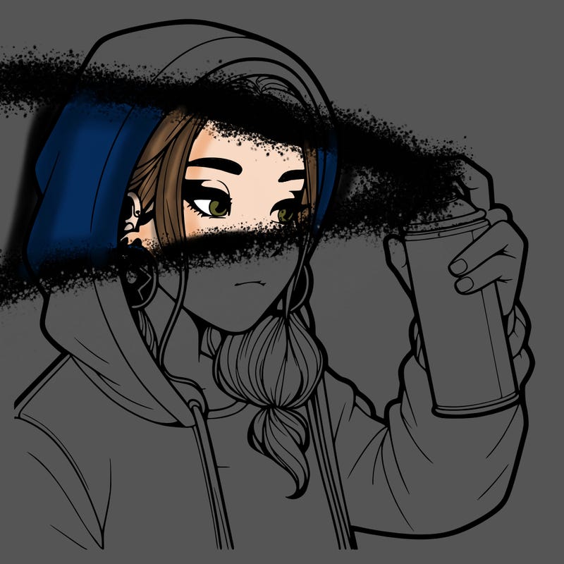 a realistic girl, spray painting