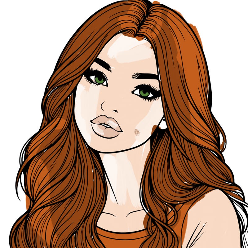 realistic girl with hair on her hair and lips