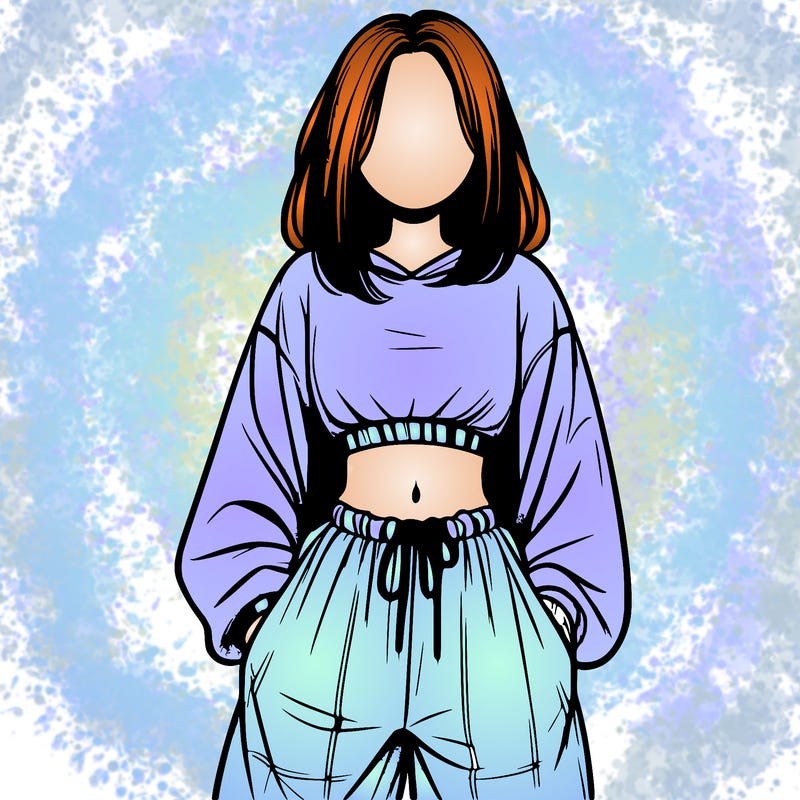 realistic girl faceless with baggy pants and a crop top