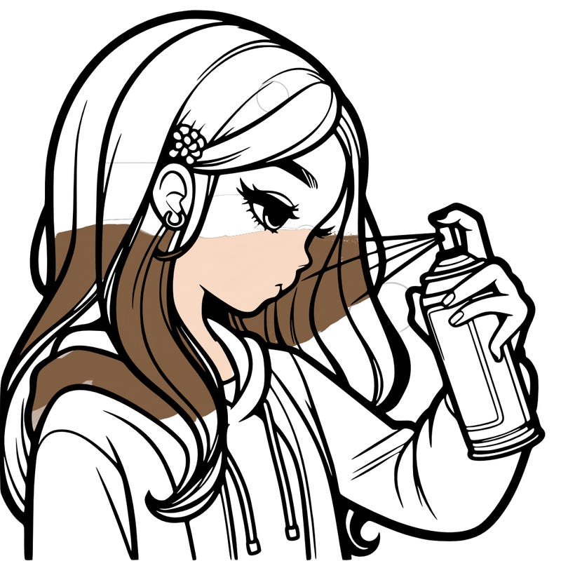 a realistic girl spray painting