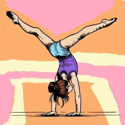 realistic gymnastic hand stand girl in four splits