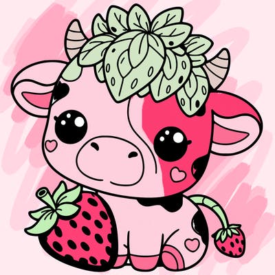 cute strawberry cow