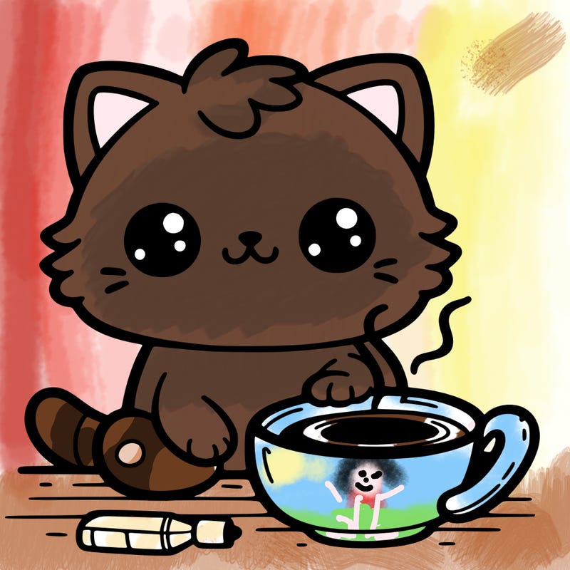 cat with coffee