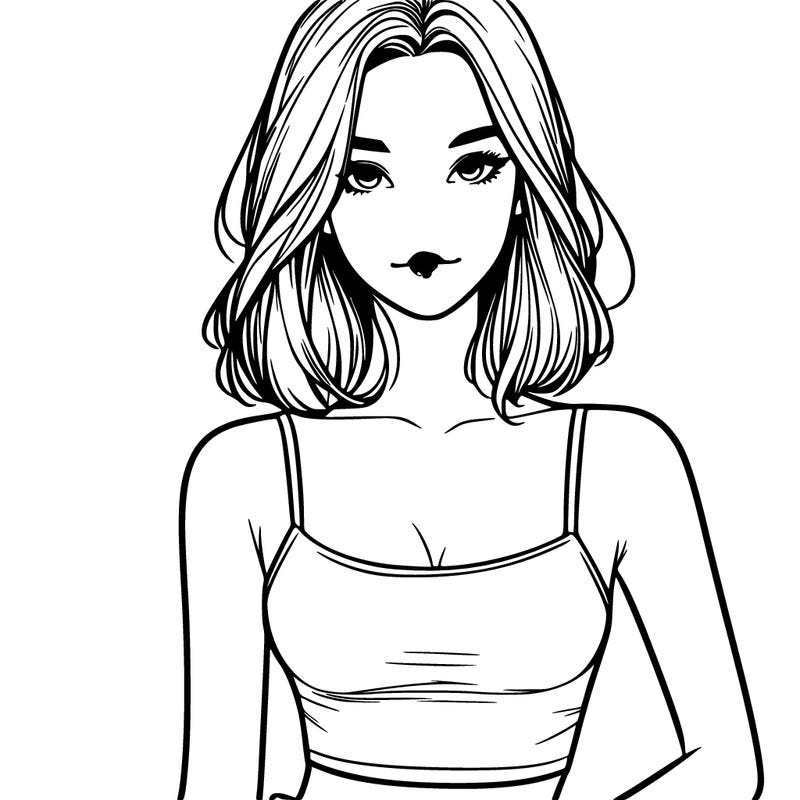 realistic girl in crop top