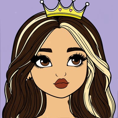 a realistic girl with a crown on