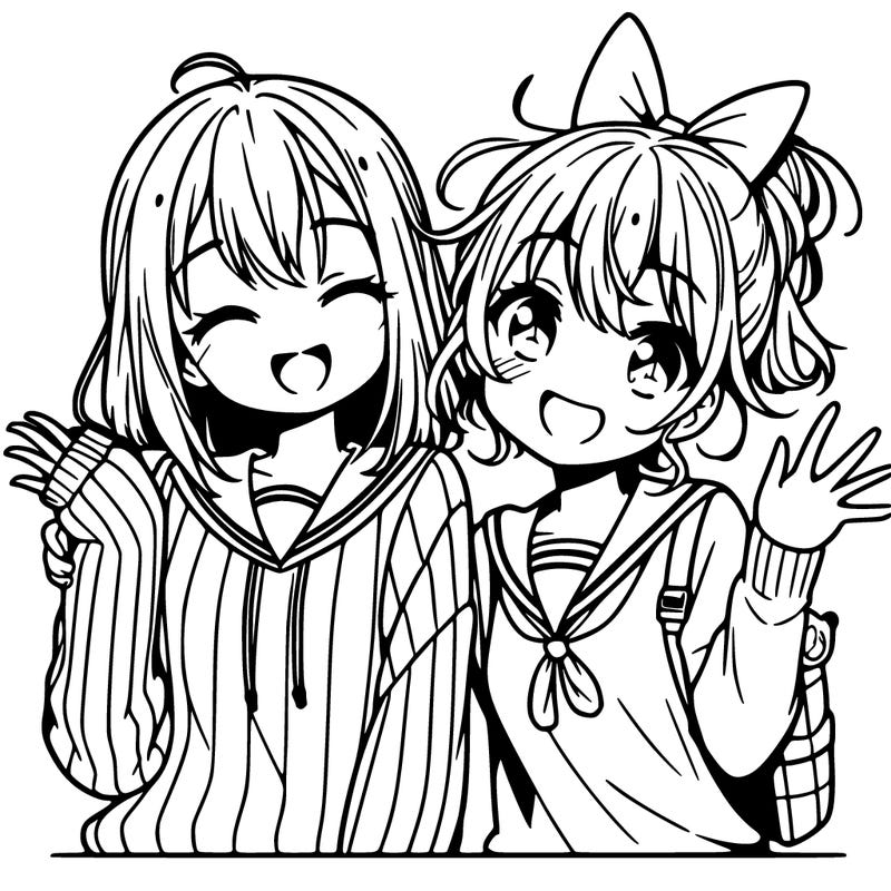 manga girl happy bffs