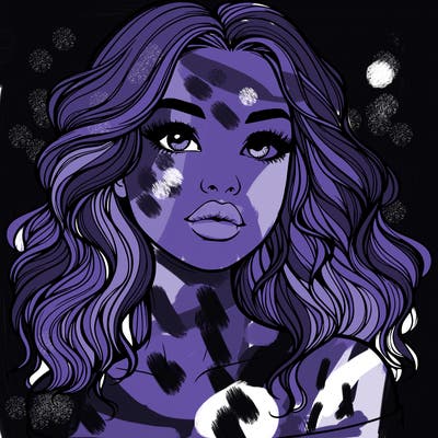 realistic girl with wavy hair and lips