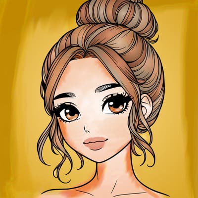 realistic pretty girl with hair in bun