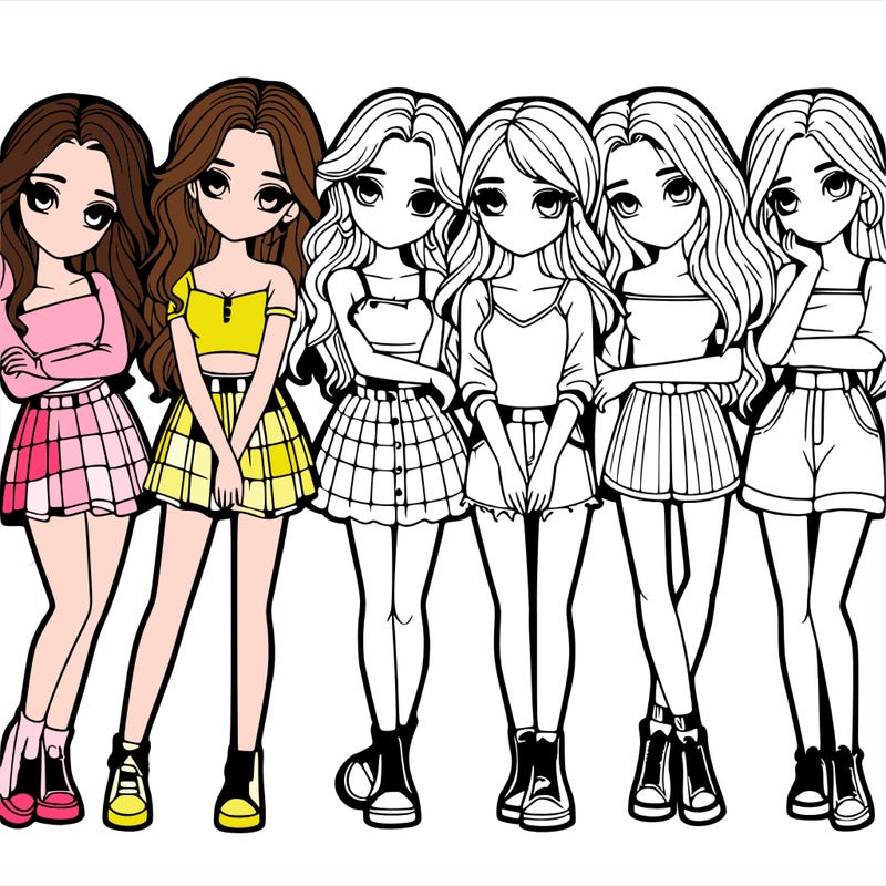 a group of girls realistic