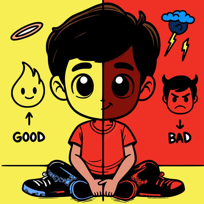 realistic boy split good and bad