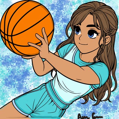 realistic girl playing basketball