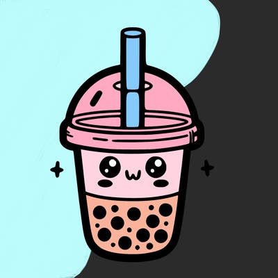 boba tea with no face