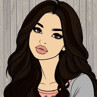 realistic girl with hair on her hair and lips