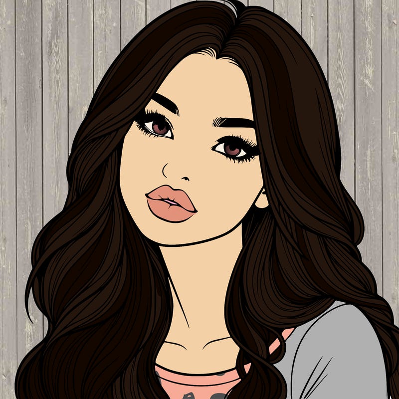 realistic girl with hair on her hair and lips