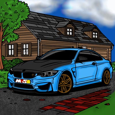 bmw m4 near a house