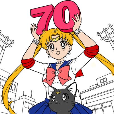 sailor moon holding a 70