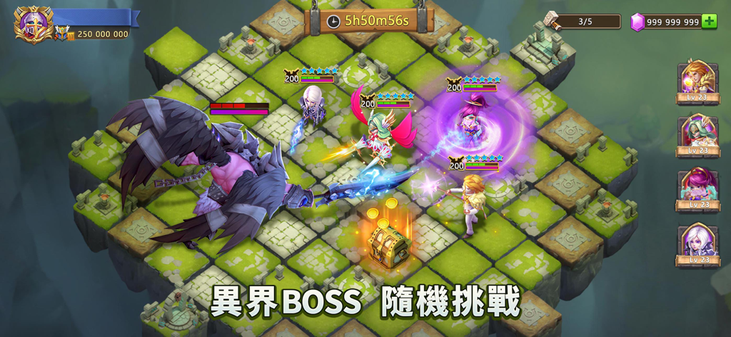 城堡爭霸：世界王者 - Heroes battling a giant winged boss in an otherworld challenge in Castle Clash World Ruler