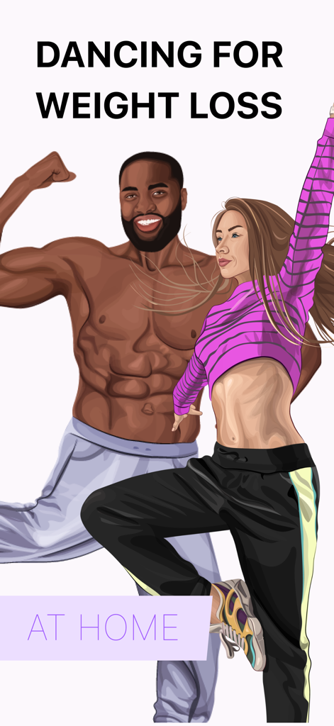 Illustration of a man and woman dancing for weight loss at home