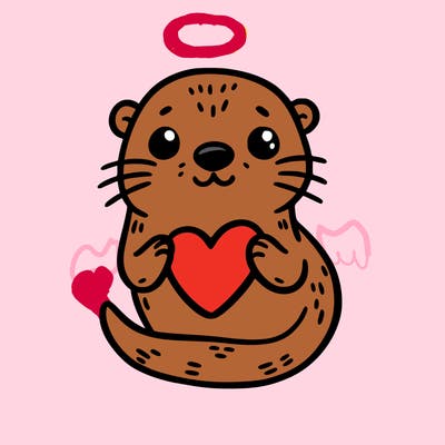 otter with a heart