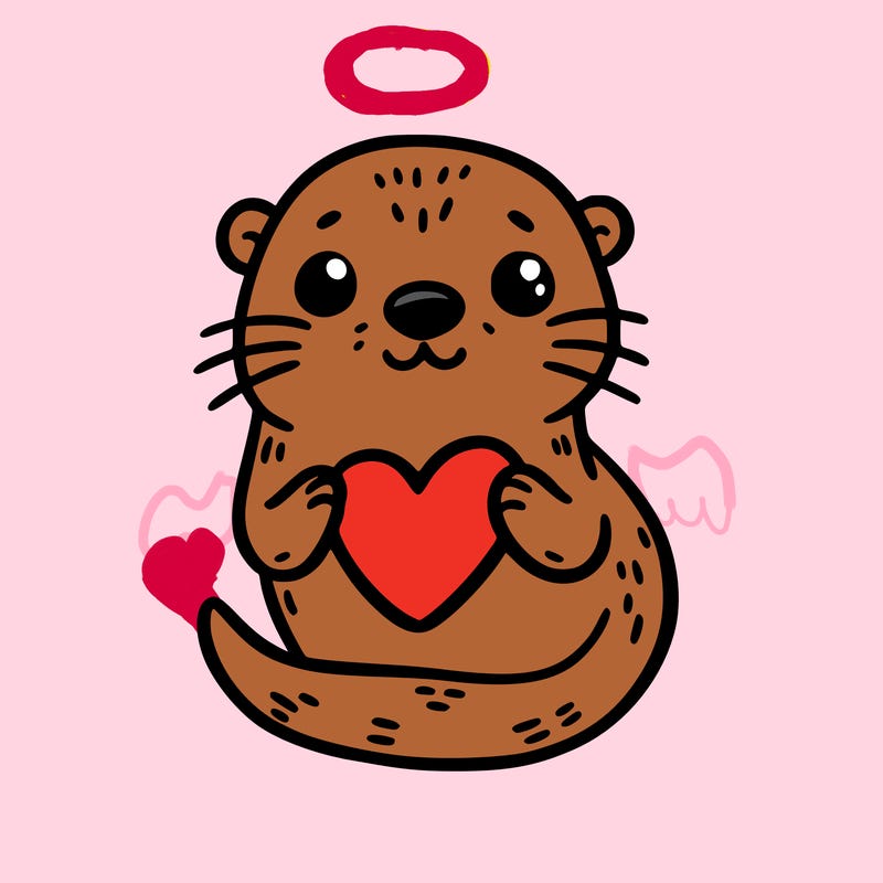 otter with a heart