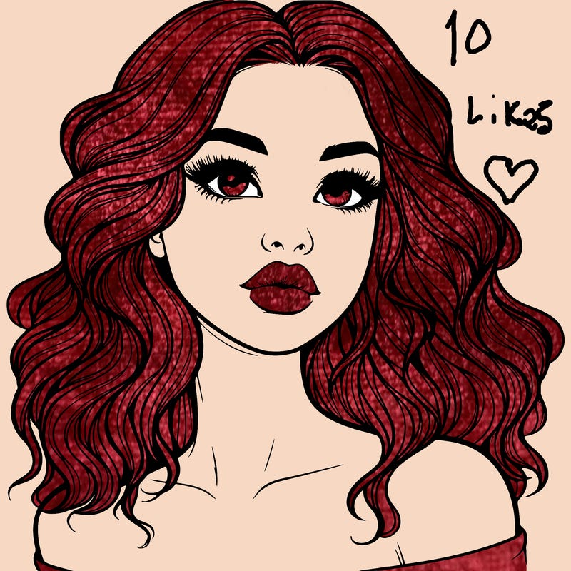 realistic girl with wavy hair and lips