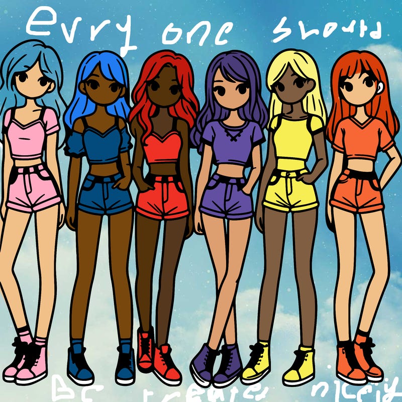 a group of girls wearing crop tops and shorts