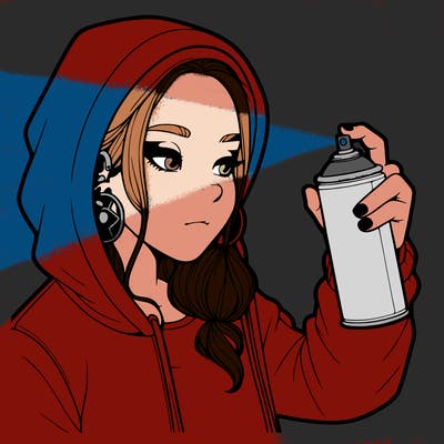 a realistic girl, spray painting