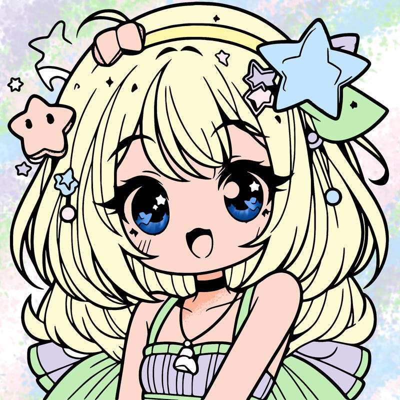 cute anime girl with star accessories