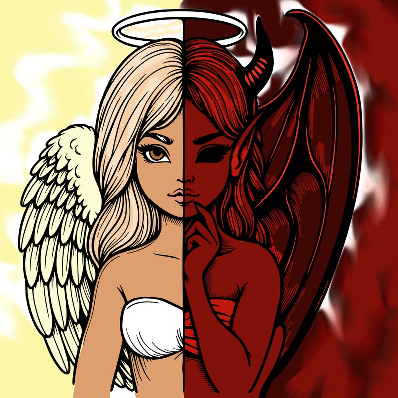 realistic angel half demon