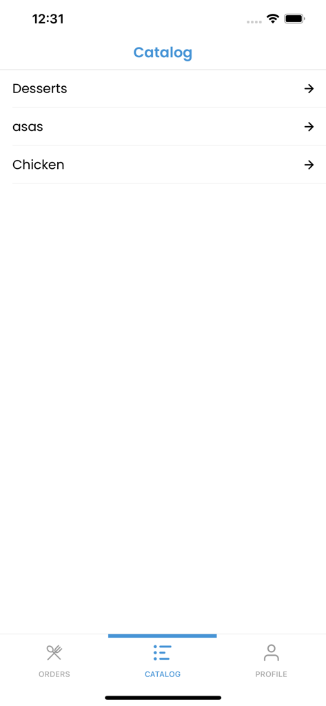 Interfaccia dell'app PGO Partner che mostra un catalogo di menu del ristorante con categorie come Dolci e Pollo