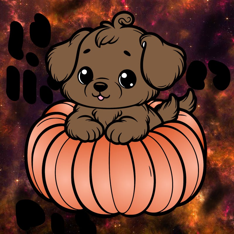 cute little puppy in a pumpkin