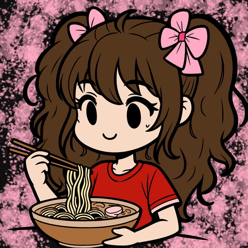 a girl eating ramen
