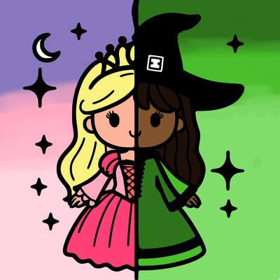 split princess and witch
