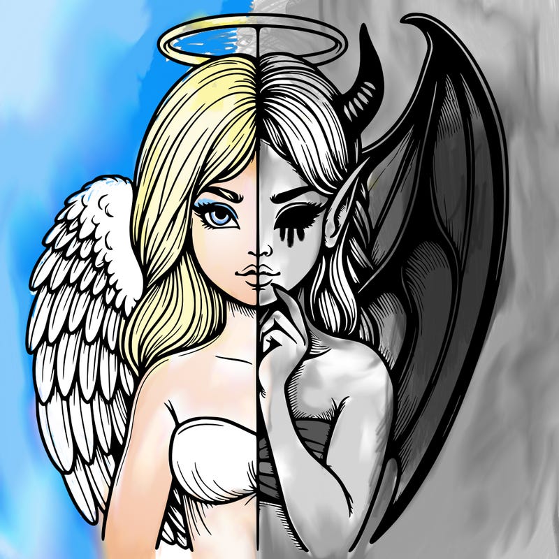 realistic angel half demon