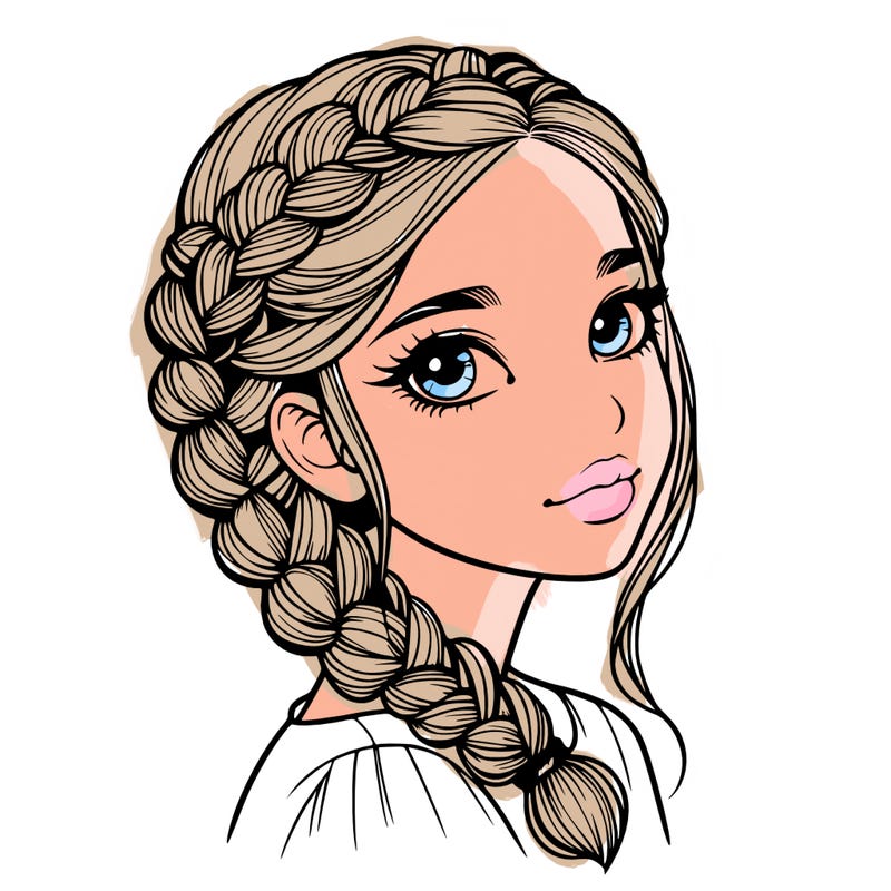 realistic girl with braids