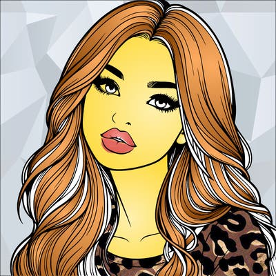 realistic girl with hair on her hair and lips