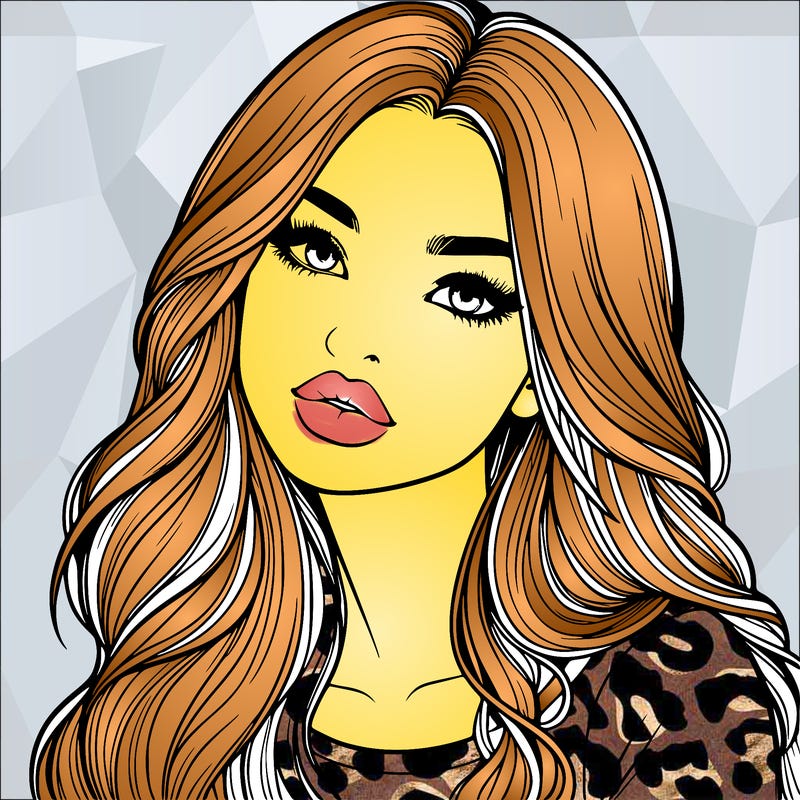 realistic girl with hair on her hair and lips