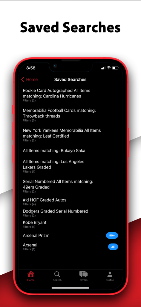 COMC - Check Out My Cards - List of saved searches for trading cards in the COMC app
