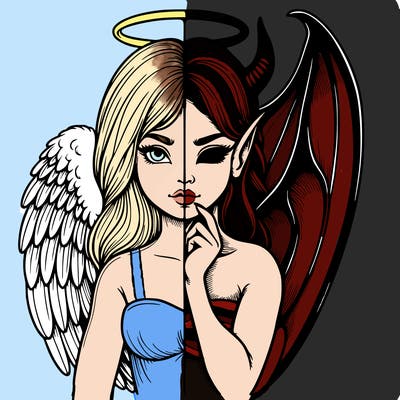 realistic angel half demon