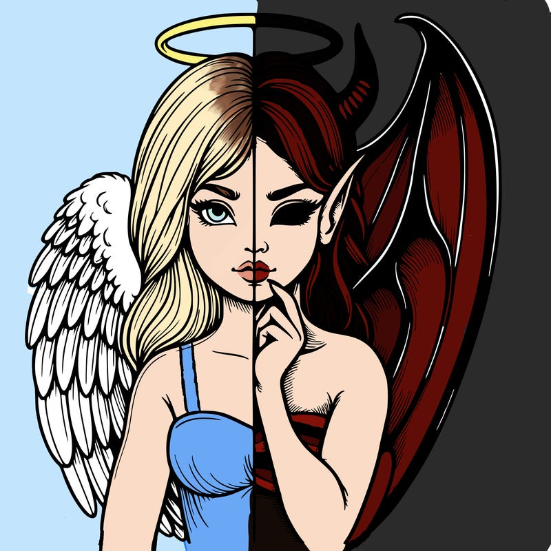 realistic angel half demon