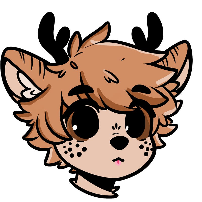 a humanoid deer with soft fluffy ears