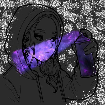 a realistic girl, spray painting