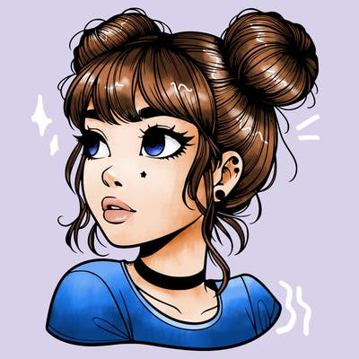 realistic girl with spacebuns