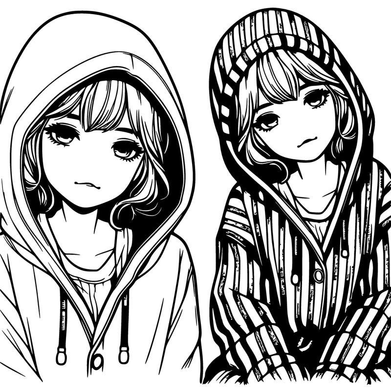 realistic girl in a pyjama hoodie